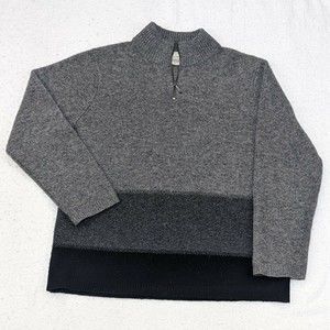 Vtg Eddie Bauer Men's Large 1/4 Zip 100% Lamb's Wool Sweater Mock Neck Pullover